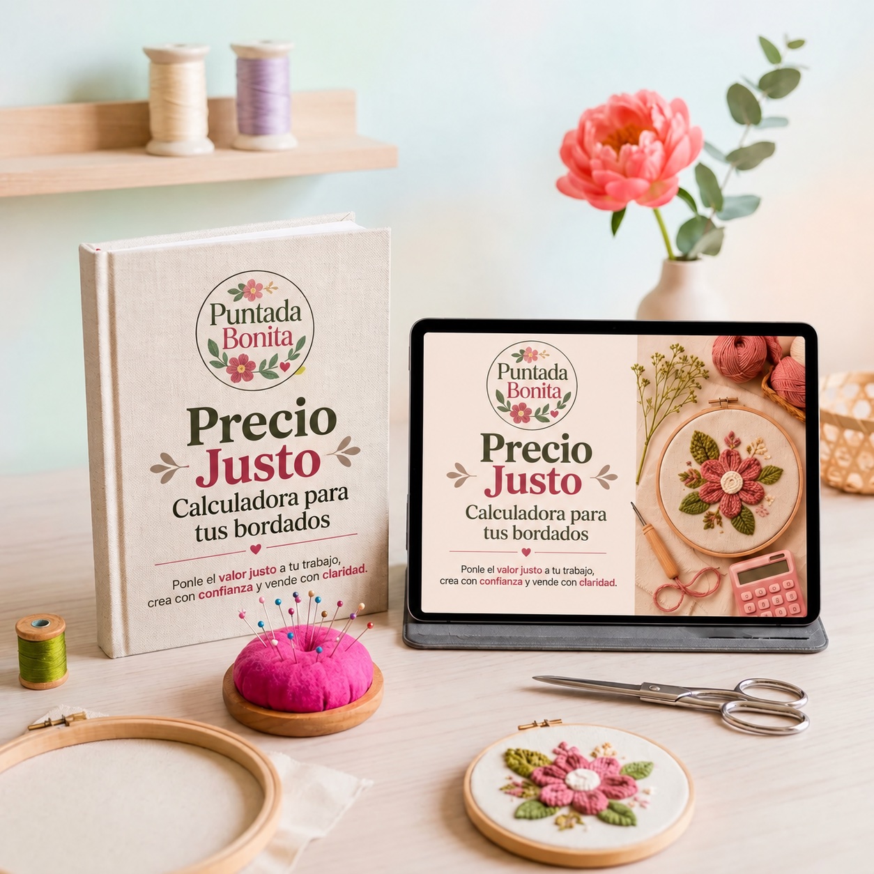 Precio Justo: calculadora para tus bordados, con el nuevo nombre en libro y tableta